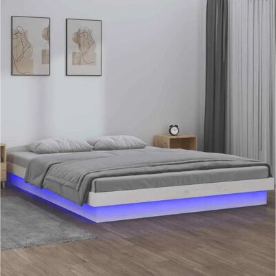 vidaXL Weißes LED-Bettgestell für 120x200 cm Matratze - Holz, mit Fernbedienung vidaXL Weißes LED-Bettgestell für 120x200 cm Matratze - Holz, mit Fernbedienung