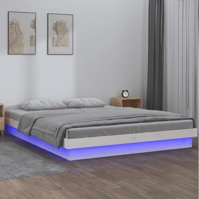vidaXL LED-Bettgestell - 160x200 cm - Holz, Modern vidaXL LED-Bettgestell - 160x200 cm - Holz, Modern