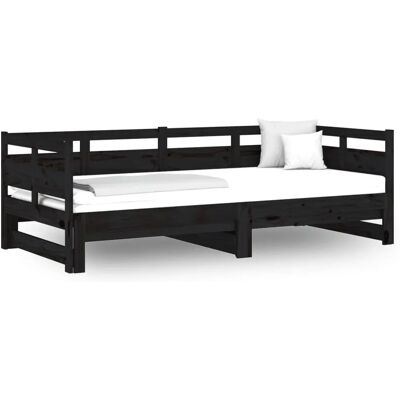 vidaXL 820326 Schlafsofa Schwarz - Schlafsofa aus Kiefernholz vidaXL 820326 Schlafsofa Schwarz - Schlafsofa aus Kiefernholz