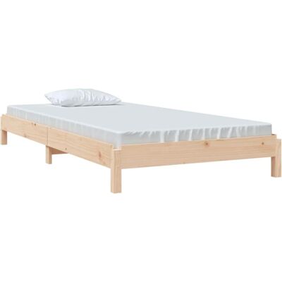 vidaXL Massives Kiefernstapelbett - Natur, 90x190 cm, Minimalistisch vidaXL Massives Kiefernstapelbett - Natur, 90x190 cm, Minimalistisch