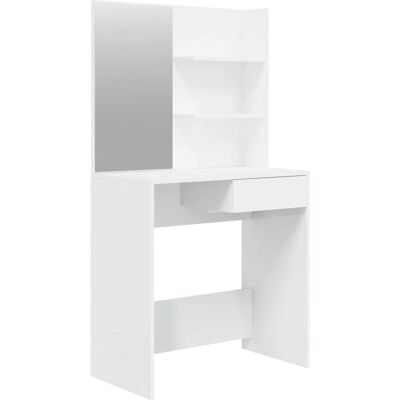 vidaXL Wit hoogglans kaptafel met spiegel - Slaapkamermake-up tafel vidaXL Wit hoogglans kaptafel met spiegel - Slaapkamermake-up tafel