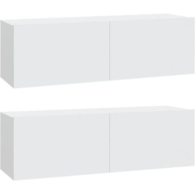 vidaXL Meubles TV Muraux 2 pcs Blanc 100x30x30 cm Bois d'ingénierie - Meubles TV muraux - Publicité vidaXL Meubles TV Muraux 2 pcs Blanc 100x30x30 cm Bois d'ingénierie - Meubles TV muraux - Publicité