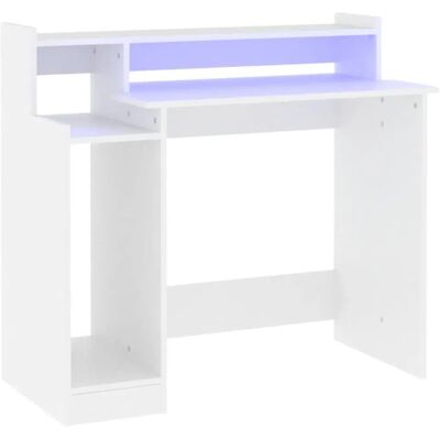 vidaXL Weißer LED-Schreibtisch - Moderner Holzarbeitsplatz 97x45x90 cm vidaXL Weißer LED-Schreibtisch - Moderner Holzarbeitsplatz 97x45x90 cm