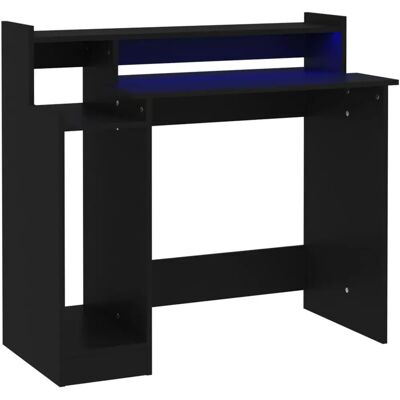 vidaXL Schreibtisch mit LED-Beleuchtung - Schwarz - 97x45x90 cm vidaXL Schreibtisch mit LED-Beleuchtung - Schwarz - 97x45x90 cm