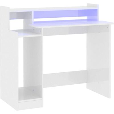 vidaXL Hoogglans Wit LED Bureau - Bureau vidaXL Hoogglans Wit LED Bureau - Bureau