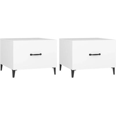 vidaXL Couchtisch mit Metallbeinen 2 Stück Weiß - Beistelltisch vidaXL Couchtisch mit Metallbeinen 2 Stück Weiß - Beistelltisch