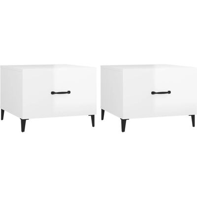 vidaXL 812739 Hochglänzender Weißer Couchtisch mit Metallfüßen - 2er Set vidaXL 812739 Hochglänzender Weißer Couchtisch mit Metallfüßen - 2er Set