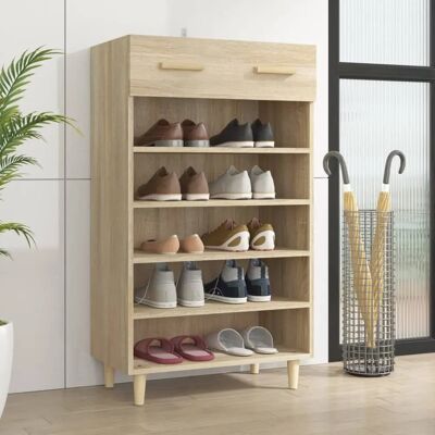 vidaXL Armoire à chaussures chêne Sonoma - Meuble de rangement - Publicité vidaXL Armoire à chaussures chêne Sonoma - Meuble de rangement - Publicité