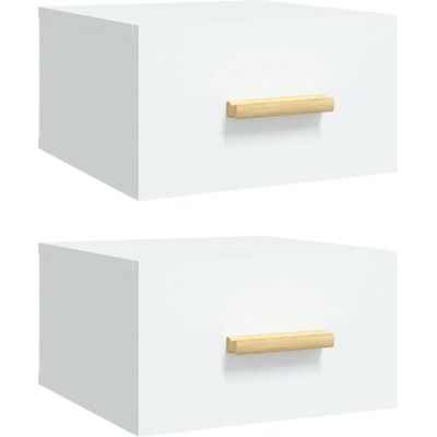 vidaXL Wandmontiertes Nachttisch Weiß - Nachttisch vidaXL Wandmontiertes Nachttisch Weiß - Nachttisch