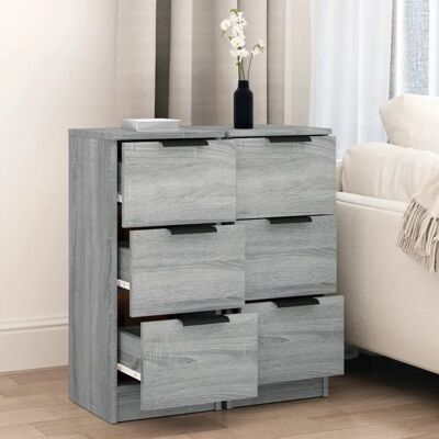 vidaXL Grijze Sonoma 2x Dressoirs - Opbergmeubel van Multiplex vidaXL Grijze Sonoma 2x Dressoirs - Opbergmeubel van Multiplex