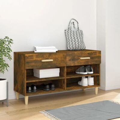 Armoire à chaussures chêne fumé - 102x35x55 cm Rangement hall - Publicité Armoire à chaussures chêne fumé - 102x35x55 cm Rangement hall - Publicité