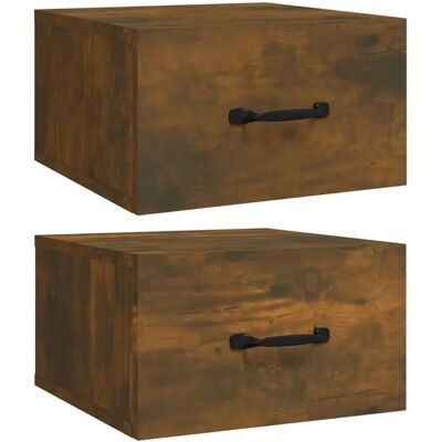 vidaXL Nachttisch Eiche - Wandmontierte Nachttische (2 Stk) - Modern, Platzsparend vidaXL Nachttisch Eiche - Wandmontierte Nachttische (2 Stk) - Modern, Platzsparend