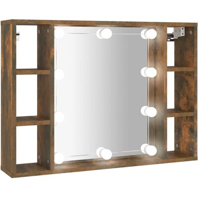 vidaXL Spiegelkasten mit LED in Räucher Eiche - Badmöbel vidaXL Spiegelkasten mit LED in Räucher Eiche - Badmöbel