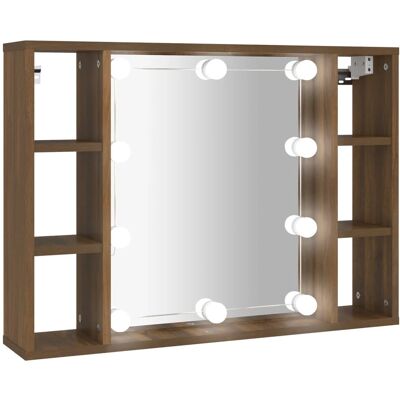 vidaXL Braun Eichen Spiegelschrank mit LED - Badmöbel vidaXL Braun Eichen Spiegelschrank mit LED - Badmöbel