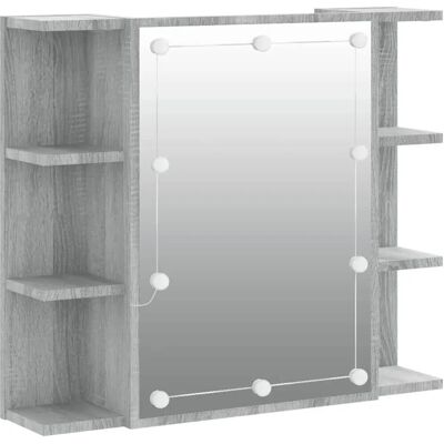 vidaXL Graues Sonoma LED-Spiegelschrank - Badezimmeraufbewahrung vidaXL Graues Sonoma LED-Spiegelschrank - Badezimmeraufbewahrung