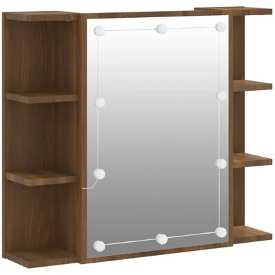 vidaXL Brauner Eichen-LED-Badspiegelschrank - 70x16,5x60 cm vidaXL Brauner Eichen-LED-Badspiegelschrank - 70x16,5x60 cm