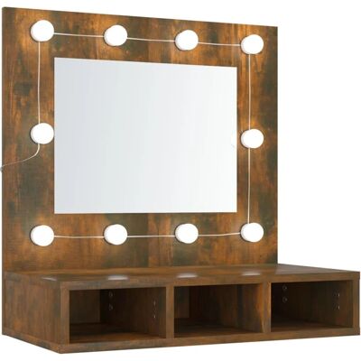vidaXL Rauch Eiche Badezimmer Unterschrank - Spiegelschrank mit LED vidaXL Rauch Eiche Badezimmer Unterschrank - Spiegelschrank mit LED