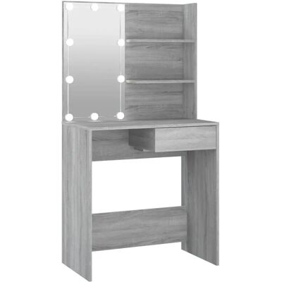 vidaXL 820482 Grijze Sonoma Kaptafel met LED-verlichting - Kaptafel vidaXL 820482 Grijze Sonoma Kaptafel met LED-verlichting - Kaptafel