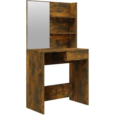 vidaXL Coiffeuse en chêne fumé avec miroir - Bureau de maquillage - Publicité vidaXL Coiffeuse en chêne fumé avec miroir - Bureau de maquillage - Publicité