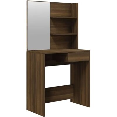Coiffeuse en chêne marron vidaXL avec miroir - Vanity salle de bain - Publicité Coiffeuse en chêne marron vidaXL avec miroir - Vanity salle de bain - Publicité