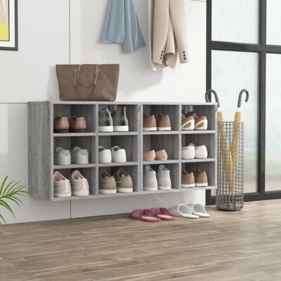vidaXL Grau Sonoma 2x Schuhschränke Wandmontage - Schuhaufbewahrung vidaXL Grau Sonoma 2x Schuhschränke Wandmontage - Schuhaufbewahrung