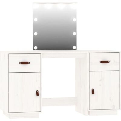vidaXL Massivholz Kiefer Frisiertisch-Set - Weiß - Schlafzimmermöbel vidaXL Massivholz Kiefer Frisiertisch-Set - Weiß - Schlafzimmermöbel