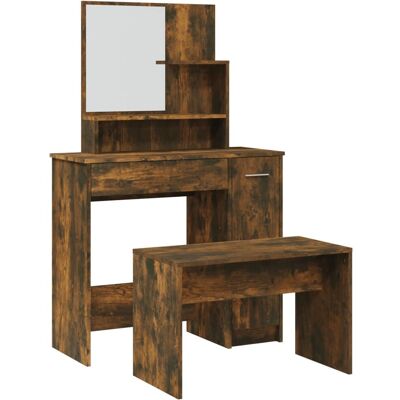 vidaXL 3114152 ensemble coiffeuse - Moderne coiffeuse chambre en chêne fumé avec tabouret - Publicité vidaXL 3114152 ensemble coiffeuse - Moderne coiffeuse chambre en chêne fumé avec tabouret - Publicité