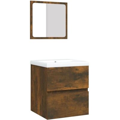 vidaXL Badezimmerunterschrank mit Waschbecken & Spiegel - Braun vidaXL Badezimmerunterschrank mit Waschbecken & Spiegel - Braun