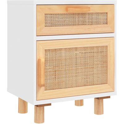 vidaXL 345606 Nachttisch - Massivholz, Rattan, Weiß - Nachttisch vidaXL 345606 Nachttisch - Massivholz, Rattan, Weiß - Nachttisch