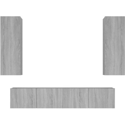 vidaXL 3114204 Wandmontiertes 4-Teile TV-Set Grau Sonoma vidaXL 3114204 Wandmontiertes 4-Teile TV-Set Grau Sonoma