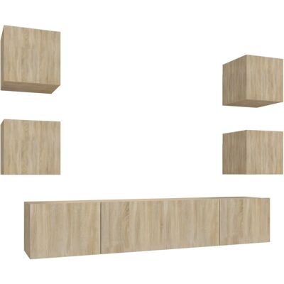vidaXL 6-teiliges TV Möbel-Set Sonoma Eiche - TV Schrank/Unterhaltungskonsole vidaXL 6-teiliges TV Möbel-Set Sonoma Eiche - TV Schrank/Unterhaltungskonsole