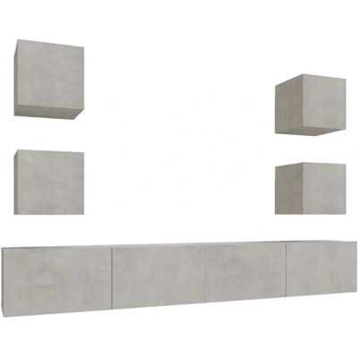 vidaXL 6-teiliges Set aus grauem Beton-Engineered-Holz TV-Möbel vidaXL 6-teiliges Set aus grauem Beton-Engineered-Holz TV-Möbel