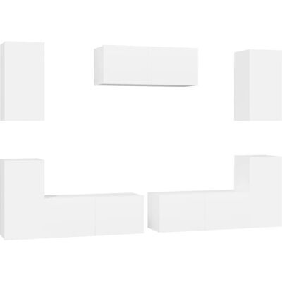 vidaXL 7-teiliges Weißes Wandmontiertes TV-Board vidaXL 7-teiliges Weißes Wandmontiertes TV-Board