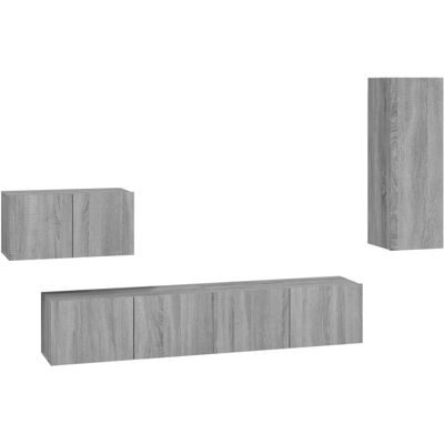 vidaXL 3114332 Conjunto de TV de 4 piezas Gris Sonoma - Centro de entretenimiento montado en la pared vidaXL 3114332 Conjunto de TV de 4 piezas Gris Sonoma - Centro de entretenimiento montado en la pared