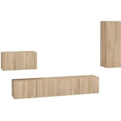 vidaXL Sonoma Eiche Wandmontiertes TV-Set - TV-Schrank, 4-teilig vidaXL Sonoma Eiche Wandmontiertes TV-Set - TV-Schrank, 4-teilig