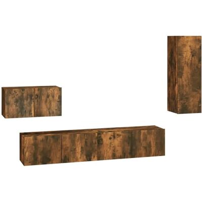 vidaXL TV-Schrank Fumé Eiche 4-teiliges Set - TV Schrank vidaXL TV-Schrank Fumé Eiche 4-teiliges Set - TV Schrank