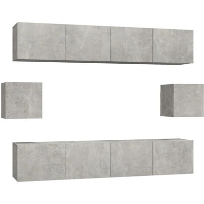 vidaXL 6-teiliges TV-Möbelset Beton Grau aus Spanplatte - TV Cabinet vidaXL 6-teiliges TV-Möbelset Beton Grau aus Spanplatte - TV Cabinet