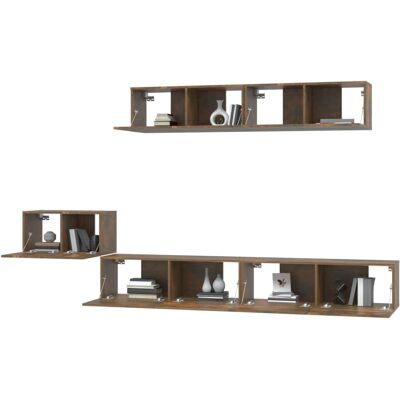 Set de meubles TV 5 pièces bois stratifié chêne fumé vidaXL - Console TV - Publicité Set de meubles TV 5 pièces bois stratifié chêne fumé vidaXL - Console TV - Publicité