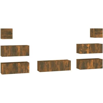 vidaXL 7-teiliges Set aus geräucherter Eichenholz TV-Schrank - TV Schrank vidaXL 7-teiliges Set aus geräucherter Eichenholz TV-Schrank - TV Schrank