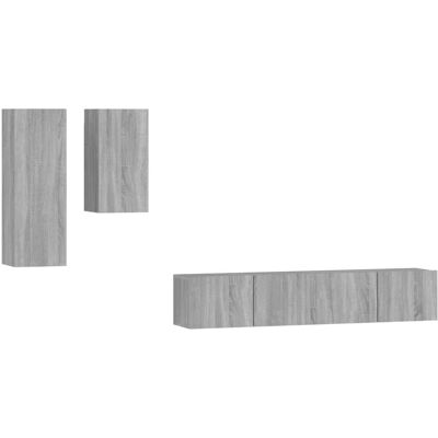 Conjunto de Muebles de TV vidaXL 3114628 Gris Sonoma 4 Piezas - Mueble de TV Conjunto de Muebles de TV vidaXL 3114628 Gris Sonoma 4 Piezas - Mueble de TV
