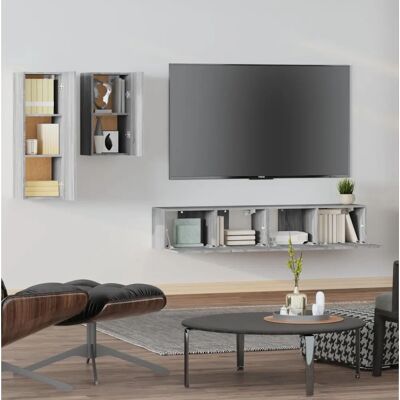 vidaXL 4-teiliges Grau Sonoma TV-Möbelset - TV-Schrank/Unterhaltungseinheit vidaXL 4-teiliges Grau Sonoma TV-Möbelset - TV-Schrank/Unterhaltungseinheit