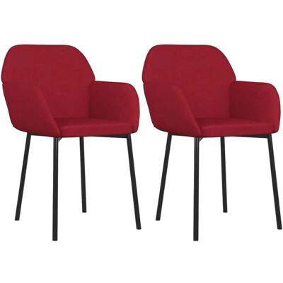 vidaXL 2 stuks Bourgogne fluwelen eettafelsstoelen - Eetkamerstoelen vidaXL 2 stuks Bourgogne fluwelen eettafelsstoelen - Eetkamerstoelen