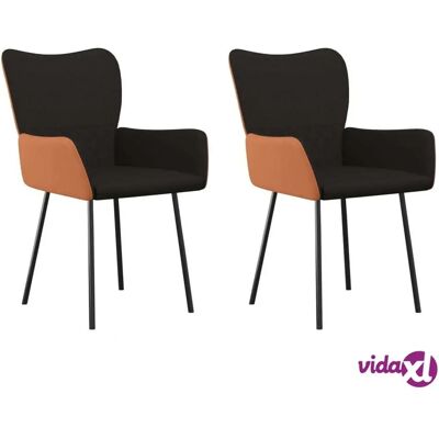vidaXL 2 Stück schwarze Stoff- und Kunstleder-Esstischstühle - Esszimmerstühle vidaXL 2 Stück schwarze Stoff- und Kunstleder-Esstischstühle - Esszimmerstühle