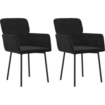 vidaXL 2 schwarze Samt Esszimmerstühle - Esszimmerstühle vidaXL 2 schwarze Samt Esszimmerstühle - Esszimmerstühle