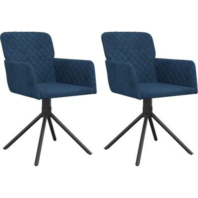 vidaXL Blaue Samt Drehbare Esstische - 2 Stück vidaXL Blaue Samt Drehbare Esstische - 2 Stück