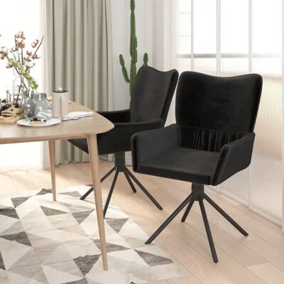 VIDAXL - Draaibare Eetkamerstoelen - 2 stuks - Zwart Fluweel VIDAXL - Draaibare Eetkamerstoelen - 2 stuks - Zwart Fluweel