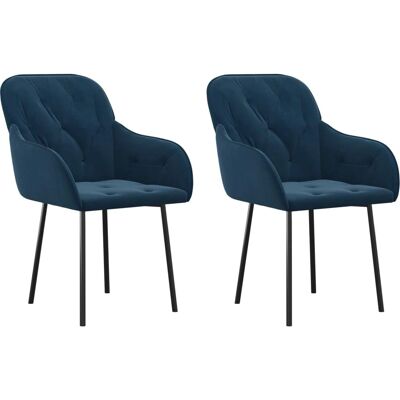 Maison Chic Samt Esstischstühle - 2 Stück, Blau Maison Chic Samt Esstischstühle - 2 Stück, Blau