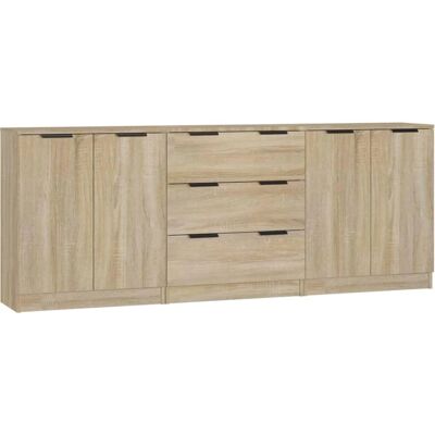 vidaXL Sonoma Oak 3-Piece Sideboard Set - Storage & Organizer vidaXL Sonoma Oak 3-Piece Sideboard Set - Storage & Organizer