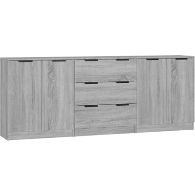 vidaXL 3115786 Grey Sonoma 3-Piece Sideboard - Sideboard vidaXL 3115786 Grey Sonoma 3-Piece Sideboard - Sideboard