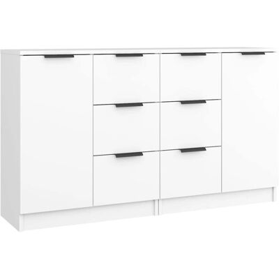 vidaXL 2x Sideboards Multiplex - Wit - Set van 2 vidaXL 2x Sideboards Multiplex - Wit - Set van 2